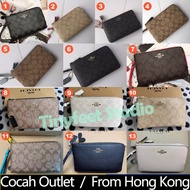 COACH/Coach 87591 16109 3132 C3347 6649 Double Corner Zip Wristlet Women Small Size Wrist Purse Bag Coin Wallet 3132