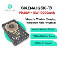 SIKENAI QSK-19 PD20W + 15W 10000mAh Pengecasan Wayarles Magnet Mini Powerbank Lutsinar
