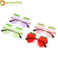 ORIENTLII Strawberry Sunglasses, Street Snap Metal Rimless Sun Glasses, Fashion Halloween Costume Y2