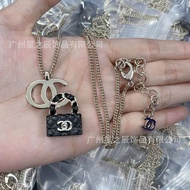 CHANEL2424 Diamond Bag Buckle Leather Rope Necklace Female Fashion