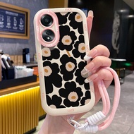 เคสสําห OPPO A58 4G A58 5G A58X 5G A78 5G A1X 5G A2X 5G เคสโทรศัพท์เรียบง่ายดอกไม้ซิลิโคนสายคล้องกัน