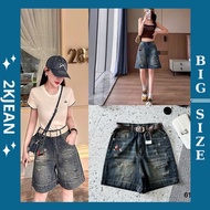 Women's ripped jean shorts with big size embroidery 55-85kg, high-waisted ripped shorts QC61 fashion