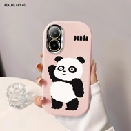 Softcase For Realme C67 C65 C63 C61 Cute Panda Back Cover Case Soft Original Liquid Silicone Casing