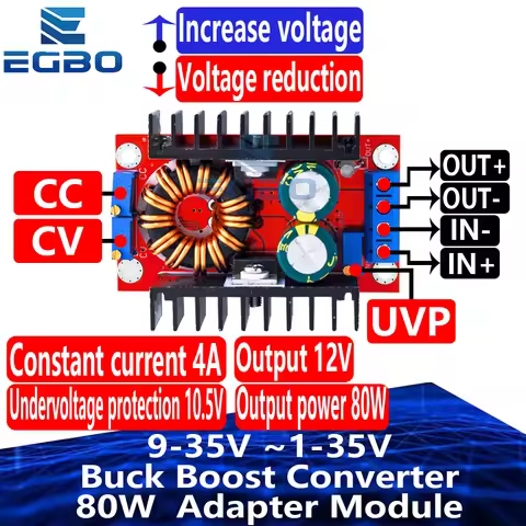 DC DC CC CV Buck Boost Converter 9-35 to 1-35V 80W Buck Booster DC Step Down Step Up Adapter Module 