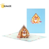 3D Popup Pet Themed Postcard Handmade Greeting Card with Envelope for Birthday Anniversary Foldable 