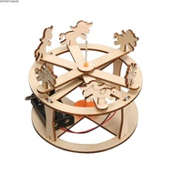 APPORTUNIAPY Wooden Carousel Model, Physics Demonstration Hands-On Assembly Rotating Carousel Model,