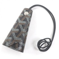 狀況良好 □ GOYARD Goyardine Chamberlan Goyardine 帆布皮革鑰匙吊飾包吊飾黑色帶盒子法國製造男式