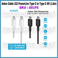 Anker Cable 322 PowerLine Type C to Type C 6ft (1.8m) - SKU A81F6 - 18 Month Official Warranty