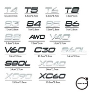 Car trunk 3D letter sticker ABS letter logo T4 T5 T6 T8 AWD B3 B4 B5 B6 B8 applies to Volvo V40V60C3