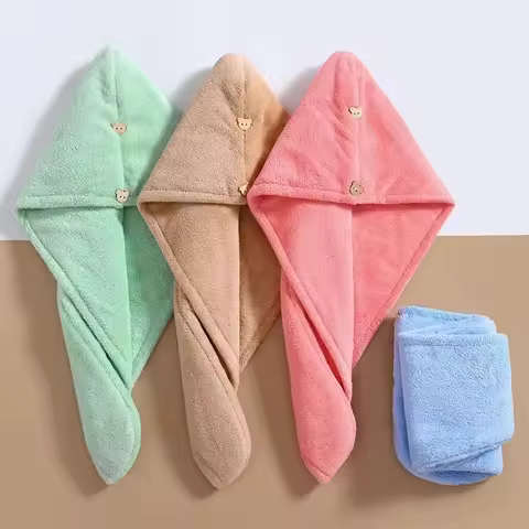 Quick-drying microfiber towel for women quick-drying hair bathroom accessories care cap buckle sauna