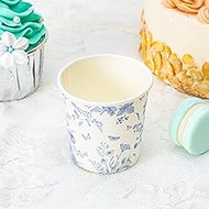 Crisky 5oz Paper Cups Dixie Cup[100 Pack], Disposable Bathroom Cups, Elegant Blue Floral Small Mouth