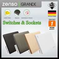ZENSO Switch-Grande Series Switch Switches & Sockets ( White , Hairline Black-Grey ) [SIRIM]