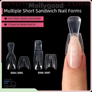 MOILYMY 60/240/300 Pcs Dual Nail Forms, Oval No Paper Forms Coffin Nail Forms,  Acrylic 15 Size Oval