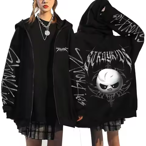 KPOP DominATE Tour Merch FELIX HAN BANGCHAN CHANGBIN HYUNJIN SEUNGMIN LEE KNOW Cartoon Print Zip Up 