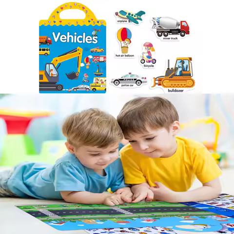 Childrens Sticker Book Early Education Book Transportation Cognitive Enlightenment Sticker Book