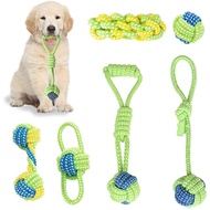 Dog Toy Interactive Chewing Rope Ball Toys Set 100% Natural Cotton Washable Durable Tug of War for S