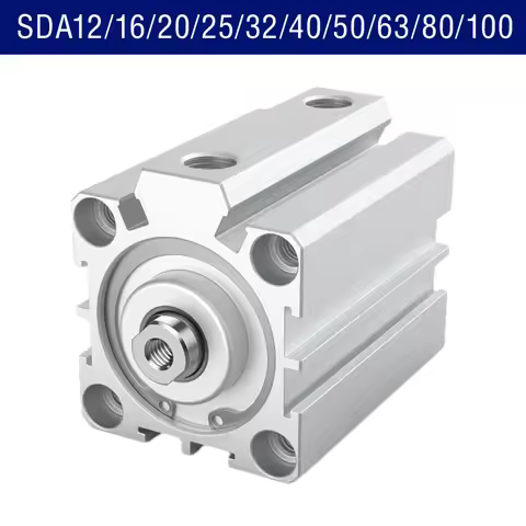 Compact Thin Air Cylinder SDA16 20 25 32 40 50 63 80 100mm Bore 5-100mm Stroke Double Action Alumini