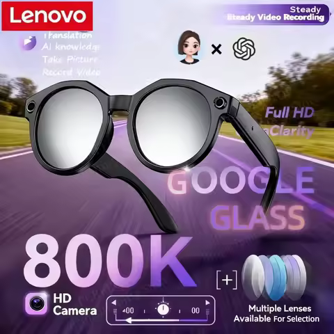 Lenovo Smart AI Glasses 8MP HD 4K Shooting Camera Photo Video Voice Call Translation Waterproof Blue