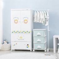 Yeya也雅 58面寬童趣風雙開門二抽兒童衣櫃(附伸縮掛衣架)-DIY