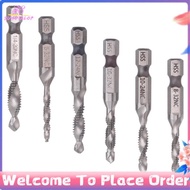 6Pcs Drill Tap Set Hex Shank SAE Combination Drill and Tap Bit Set HSS 4341  Tap Deburr Drill Bit