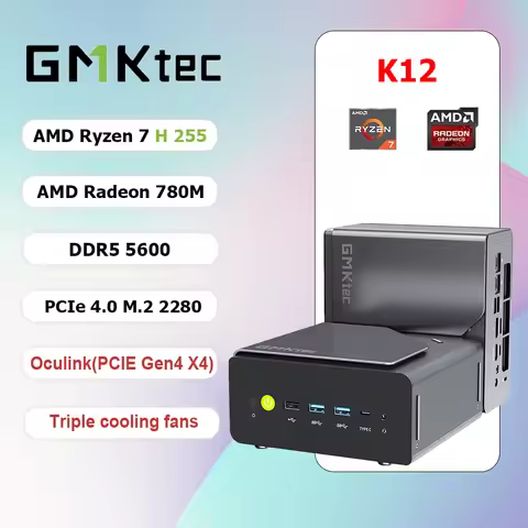 GMKtec K12 AMD R7 H 255 Gaming Mini PC 8-core16-thread Portable Computer 32GB DDR5 1TB SSD Computer 