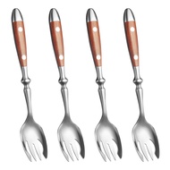 -Tech-4 Pcs Sporks Set Metal Sporks Set with Bakelite Handle,Salad Forks Spork for Salad,Fruit,Desse