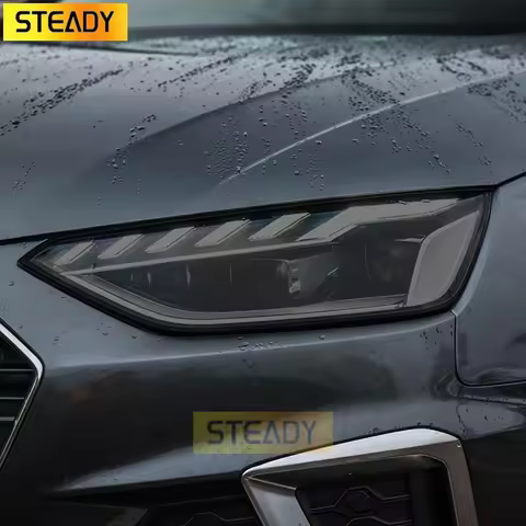 2 Pcs Car Headlight Protective Film Vinyl Anti Scratch Transparent Black TPU Sticker For Audi A4 B8 