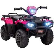 Aosom 12V Kids ATV Battery-Operated with AUX Port & USB, Kids 4 Wheeler with Tough Wear-Resistant Tr