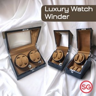[SG Stock] Automatic Watch Winder Box, Piano Black With Brown Velvet Lining 2+0 2+3, 5 Rotation Winding Modes