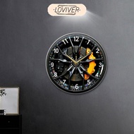 LOVIVER Acrylic Car Wheel Hub Wall Clock with Quiet Mechanism Easy to Hang Contemporary Decorative C