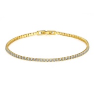 Sterling 925 Silver Jewelry 16cm to 19cm Tennis Bracelet 2mm Zirconia Anniversary Gift Genuine Sterl
