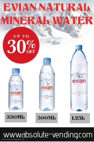 EVIAN NATURAL MINERAL WATER ASSORTED SIZES.  30% OFF RETAIL PRICE [FREE DELIVERY]