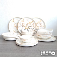 WINSTON 16pcs Dinner Set GOLD MARBLE Pizza Plate 10.25in & 8.25in 4pcs Bowls 7.5in & 5.5in 4pcs