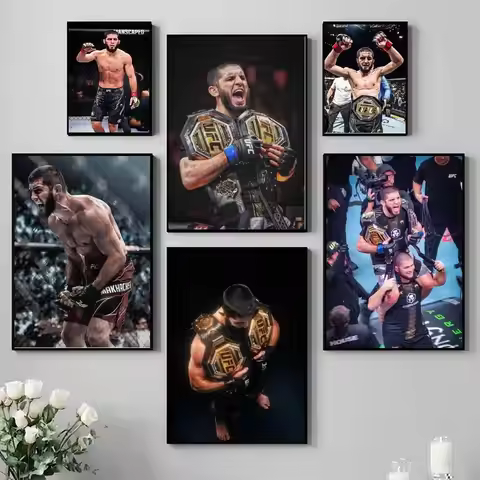 Boxer I-Islam M-Makhachev Poster Self-adhesive Art Waterproof Paper Sticker Coffee House Bar Room Wa