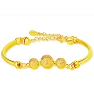 SSA 999 Gold Plated Lucky Beaded Adjustable Bangle Bracelet for Women Gift