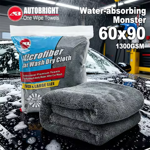 AUTOBRIGHT Microfiber 1300gsm 60*90cm 36*24inch One wipe drying Towel Car Wash Cloth Thicken Soft Pr