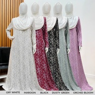 JUBAH HABIBAA 2.0 by HAURAA - POLY CREPE, PLUS SIZE 6XL, ZIP BF, A-CUT, OFF WHITE, MAROON, BLACK, DU