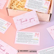 Sweet Pink Thank You Card, Thank You Card 9x5.4cm C300 Paper Double-Sided Matte Lamination Pink Ribb