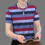 捡漏~冰丝印花时尚男装2025夏季减龄遮肚短袖T恤男士上衣25.6.3Picking up leaks~Ice silk printed fashionable men's clothing 2025