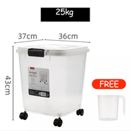 Rice bucket with wheels airtight rice dispenser 25kg storage container insectproof moistureproof ric
