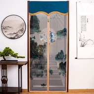 Door Curtain Anti-Mosquito Full Seam Long Magnetic Strip Screen Door Punch-Free Partition Curtain Suzhou Embroidery Printing Household Screen Door Curtain Privacy Ventilation