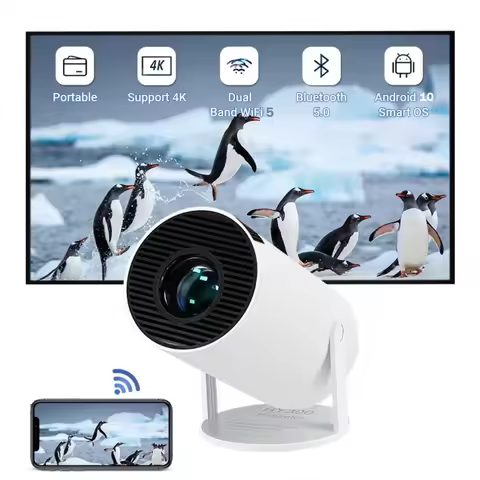 HY300 Android 10 Smart Projector RK3326 1GB+8GB 120Lumen 1024*600P 4K Supported 2.4G+5G WiFi BT HD-I