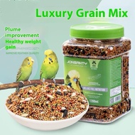 Budgie feed, for beautiful and shiny feathers, calcium supplement, mixed with nutritious grains.