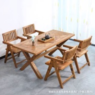 Old Elm Solid Wood Dining Table Chair Combination Household Weathered Tea Table Old Door Boss Parall