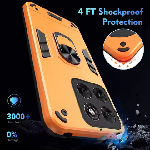 Magnet Holder Ring Shockproof Armor Case For Motorola Moto G67 G77 5G Camera Lens Protect Funda For 