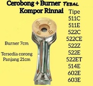 1 SET CEROBONG DAN BURRNER TEBAL ,CEROBONG BURRNER KUNINGAN AKSESORIS KOMPOR GAS RINAI