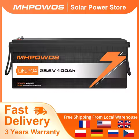 MHPOWOS 24V 100Ah LiFePo4 Battery 2560Wh Supports with BMS Lithium Iron Phosphate Cells Up to 15000 