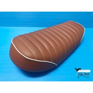 BROWN COMPLETE SEAT with WHITE TRIM For YAMAHA SR400 SR500 // Cushion Sewn with Curls Edge