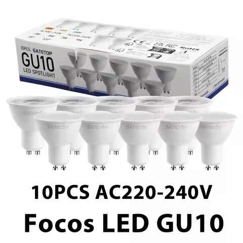 10 Pack Focos Gu10 Spotlight Lampara 220V Led Bulb Wholesale 9W White Warm 3000k 6000K Suitable for 