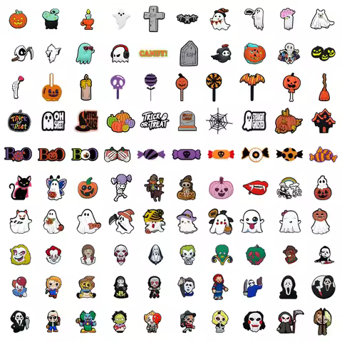 1/20/50/100pcs Halloween Shoe Charms for Kids Gift Funny Pumpkin Ghost Shoe Accessories Decoration C